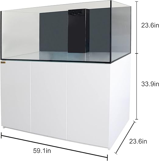 185 Gallon Coral Reef Aquarium Tank Premium Tempered & Ultra Transparent Glass with Sump(Complete Aquarium Setup) All White