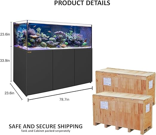 Coral Reef Aquarium Tank | 250 Gallon Ultra Clear Glass with Sump, Black