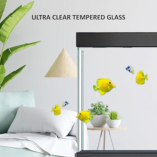 Premium Aquarium | 200 Gallon Tempered Transparent Glass with LED Light, Complete Fish Tank, White Silver Trim