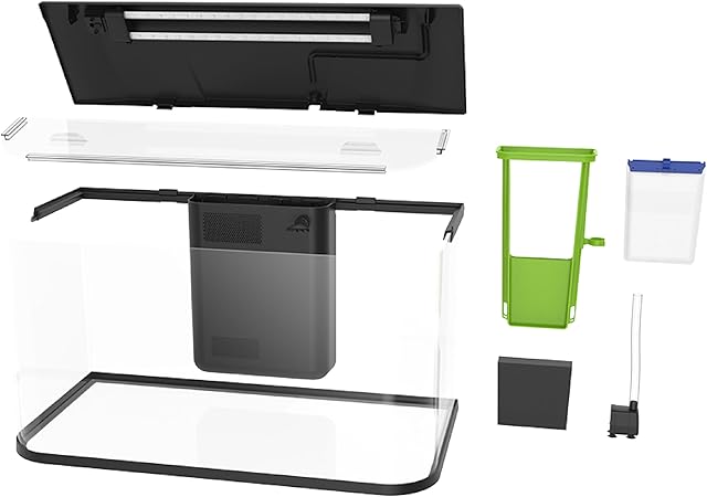 GloFish Glass Aquarium Kit, 20 Gallons, Includes Premium Blue, LED Light Stick & Integrated Filtration, Perfect for Beginners or Seasoned Hobbyists, Seamless, Curved Design