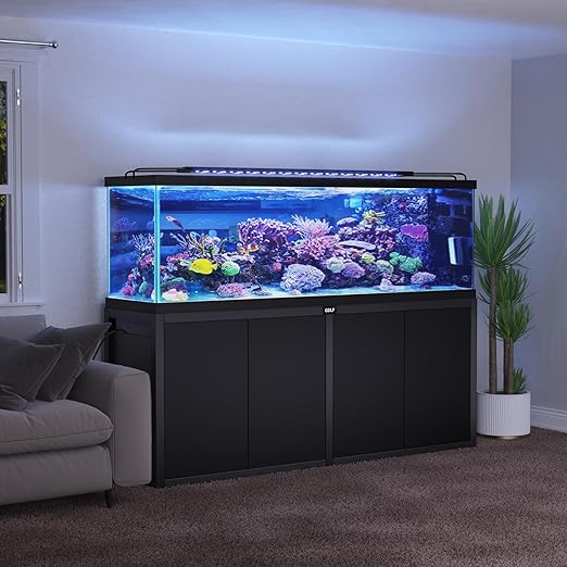 GDLF 125-150 Gallon Fish Tank Stand, Heavy Duty Metal Aquarium Stand with Power Outlet and Cabinet for Fish Tank Filters and Accessories,72.8" L*18.9" W,2200LBS Capacity